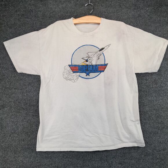 Retro 2021 Top Gun Graphic Print T-Shirt Mens L Short Sleeve White Crew Neck - Picture 2 of 11